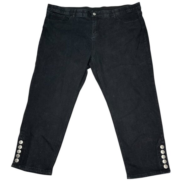 Avenue Denim Womens Black Jeans Size 30 Stretch Decorative Button Detail Pockets - Picture 2 of 11